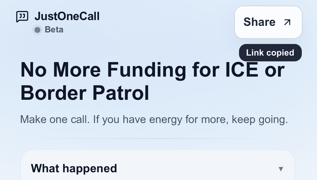 Share UI concept showing a clean issue link and share affordances