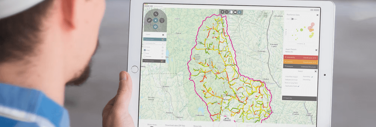 Interactive climate resilience map used for planning decisions